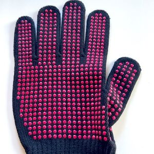 Black grip gloves with pink PVC dots on both sides, NWOT